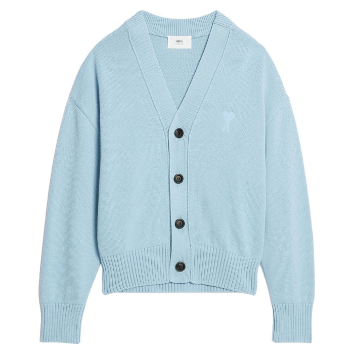 AMI Paris Ami de Coeur Intarsia-Logo Cardigan