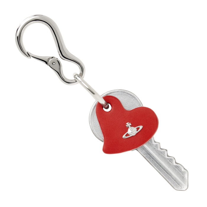 Vivienne Westwood Silver & Red Key & Heart Keychain