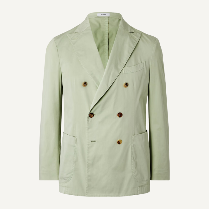 Boglioli Slim-Fit Double-Breasted Cotton-Blend Suit Jacket