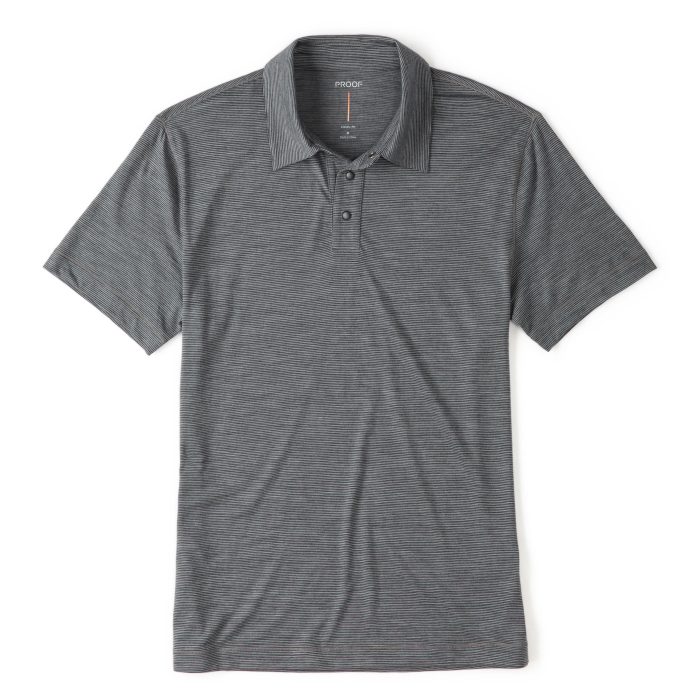 Proof 72-Hour Merino Polo Shirt in Grey Microstripe