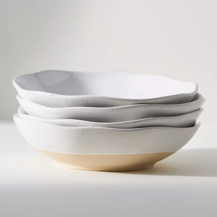 Anthropologie Glazed Garage Low Tide Stoneware, Set of 4 Bowls