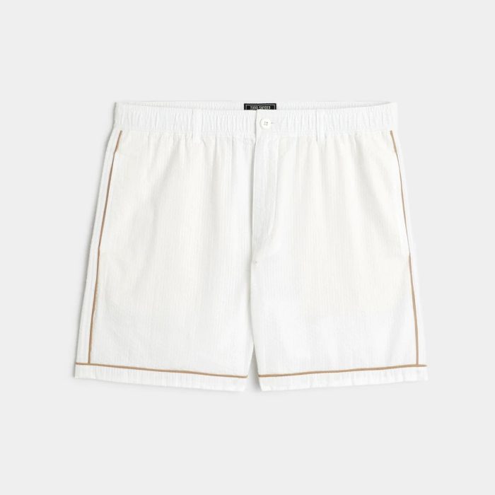 Todd Snyder 5″ Tipped Seersucker Beachcomber Short in White