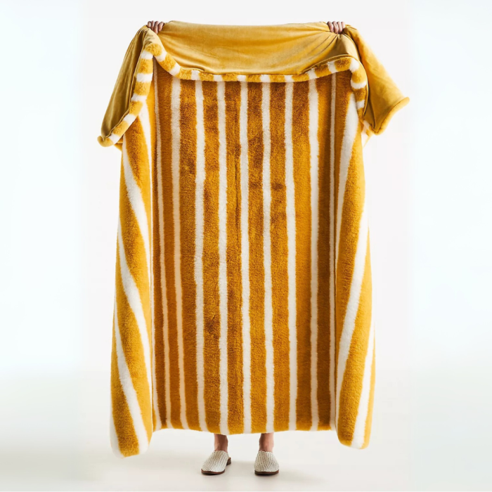 Anthropologie Sophie Faux-Fur Throw Blanket