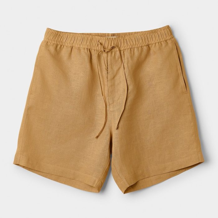 The Resort Co Linen Drawstring Shorts Caramel