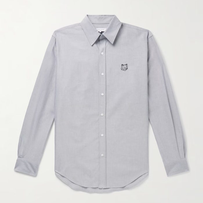 Maison Kitsuné Bold Logo-Appliquéd Cotton Oxford Shirt