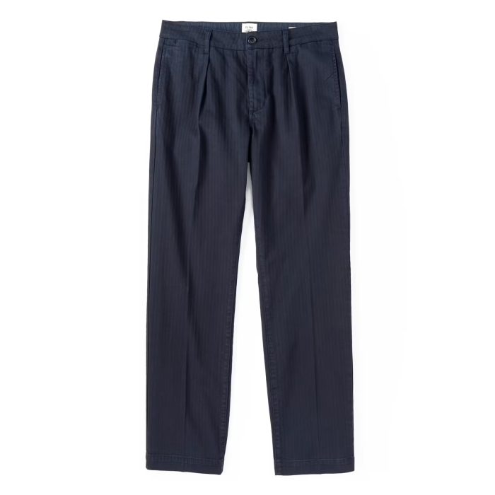 Flint and Tinder Pleated Herringbone Chino – HB Classic™ in Navy-_Classic_Navy_01_Product_on_White copy