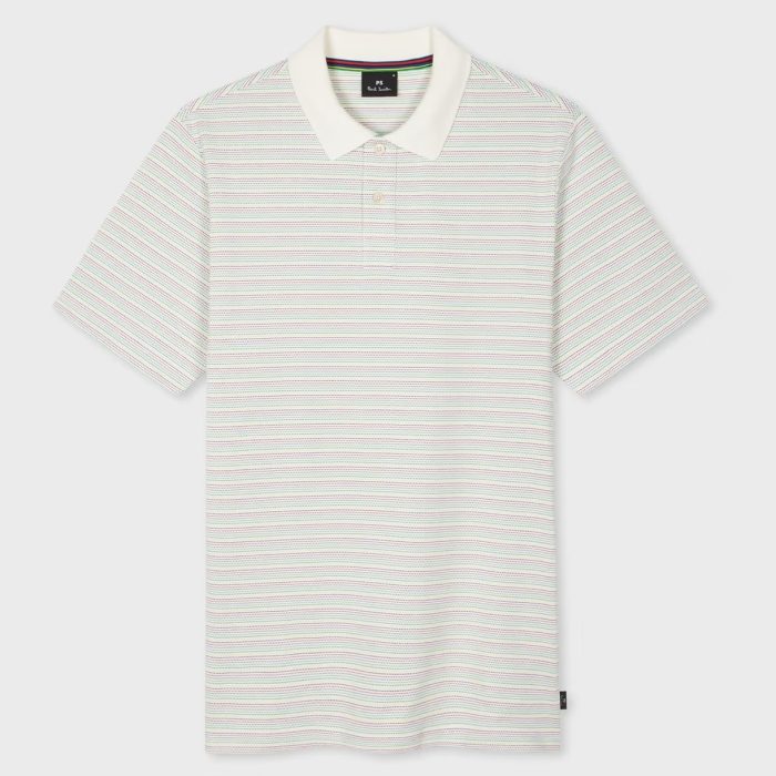 Paul Smith Ecru Sports Stripe Cotton Polo Shirt