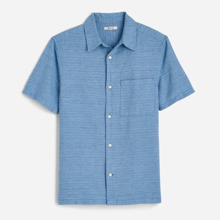 Madewell Button-Up Short-Sleeve Shirt in Cotton-Linen Blend
