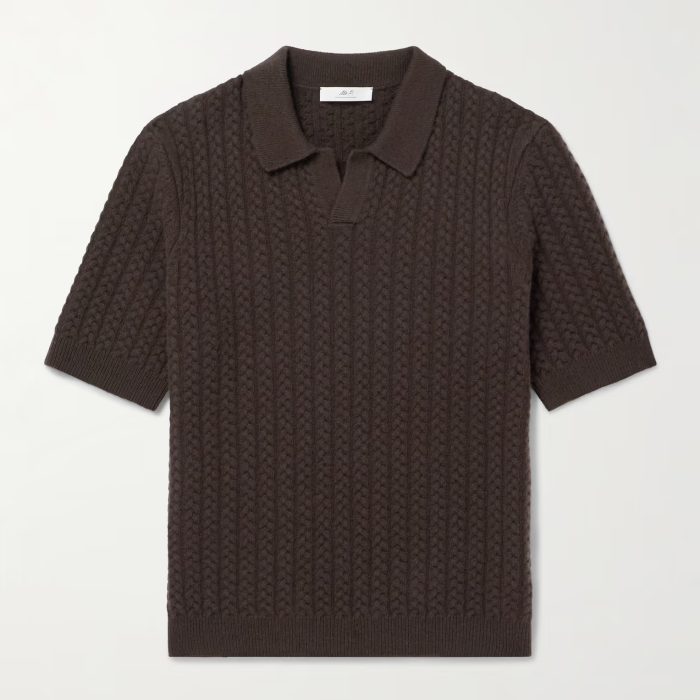 Mr. Porter Cable-Knit Wool Polo Shirt