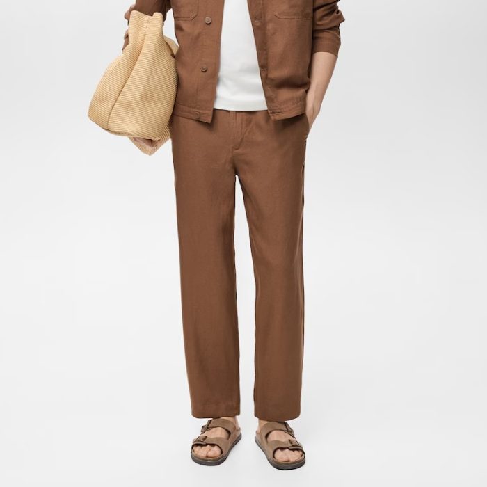 Mango Linen-blend Pants with an Elastic Waistband