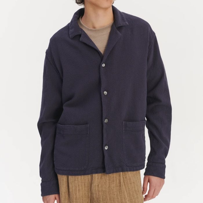 Delikatessen Workwear Overshirt, Navy Blue Structural Portuguese Cotton