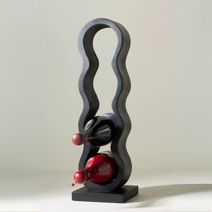 Anthropologie Wavy Wood Wine Rack
