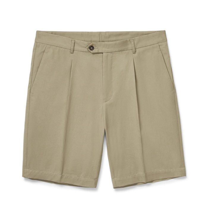 Classic Fella Pleated Short, 100% Cotton Twill, Taupe