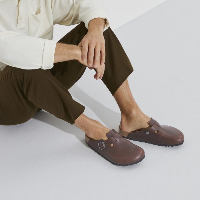 Birkenstock Leather Boston Grip Leather, Vintage Wood Roast