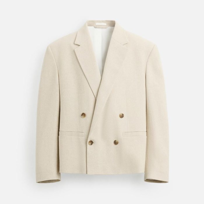 Zara Linen Double-breasted Blazer