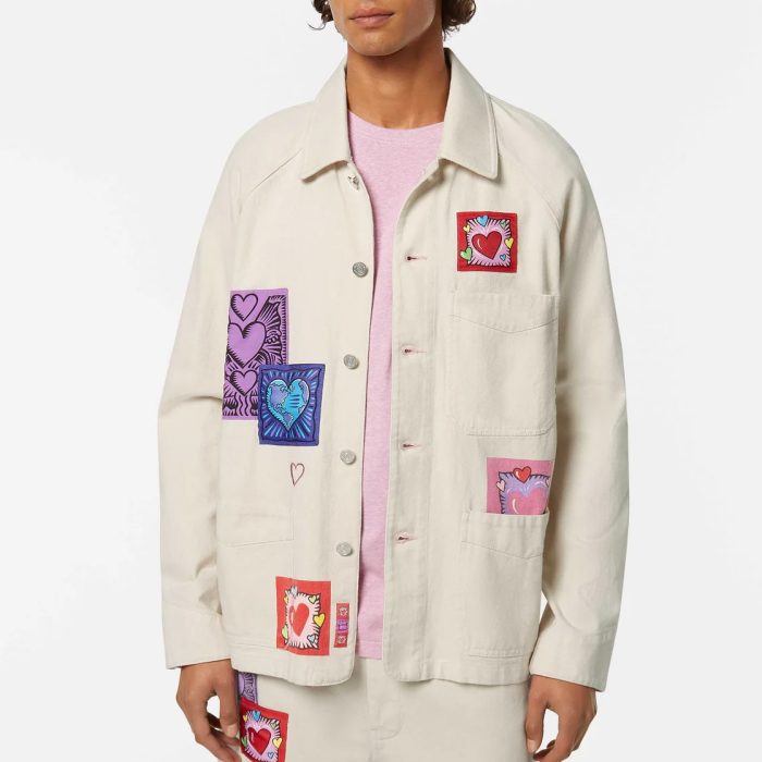 Scotch & Soda x Burton Morris Heart Printed Denim Jacket | Ecru Love