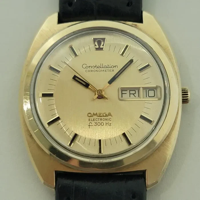 Omega Constellation Electronic F300 38mm Mens Day Date Gold Capped 1970s RA580