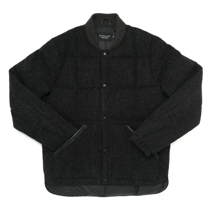 Outclass Charcoal Herringbone Down Jacket