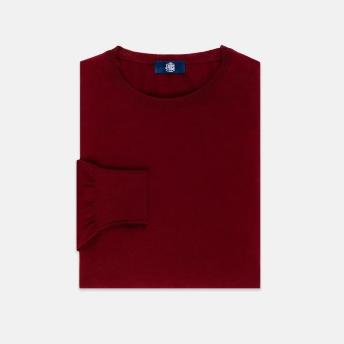 J. Press Made-in-Scotland Burgundy Superfine Merino Wool Sweater