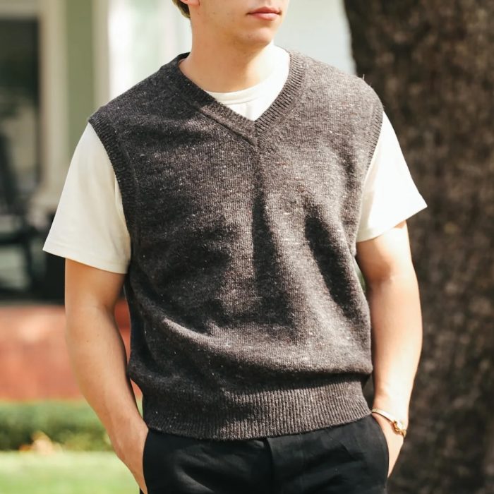 3Sixteen Sweater Vest in Pewter Tweed