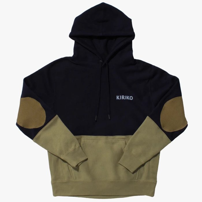 Kiriko Original Hoodie, Printed Ainu, Two-Tone, Navy with Olive