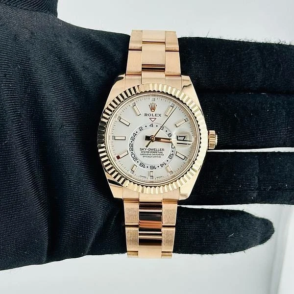 Rolex Sky-Dweller 42mm 18K Yellow Rose Gold Index Dial