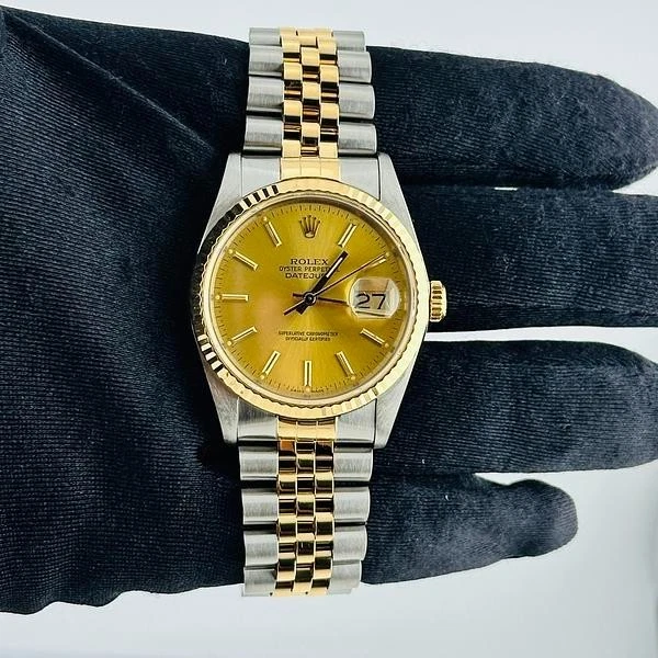 Rolex Datejust 36mm 18K Yellow Gold Fluted Gold Dial Jubilee